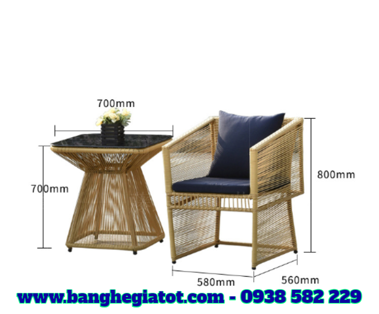 bàn ghế nhựa mây khung nhôm